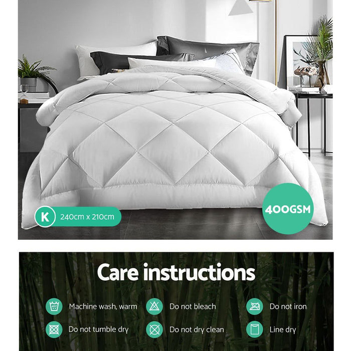 Giselle Bedding King Size 400GSM Microfibre Bamboo Microfiber Quilt -Home Living Store - -