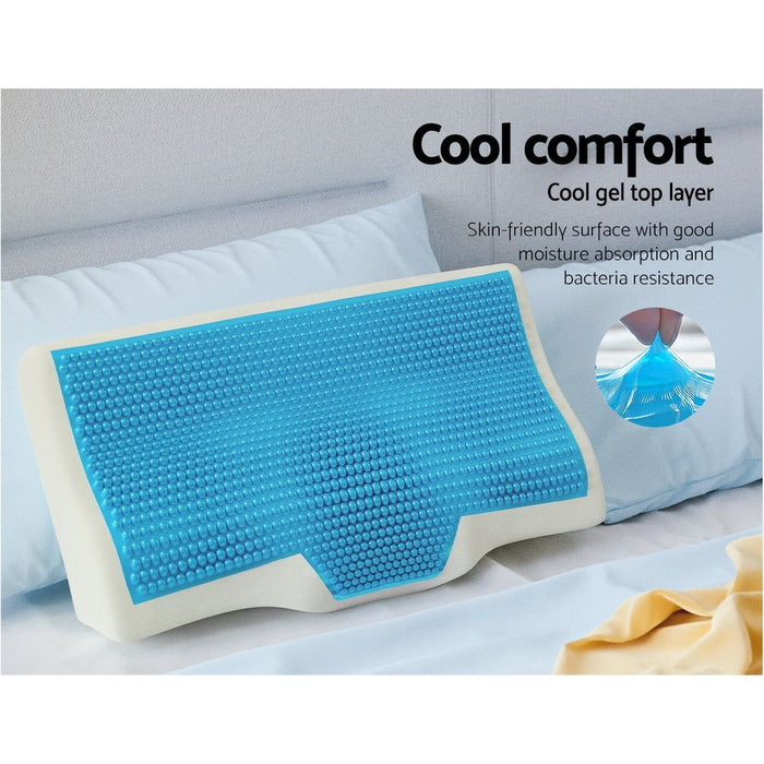 Giselle Bedding Memory Foam Contour Pillow Cool Gel Bamboo Cover -Home Living Store - -