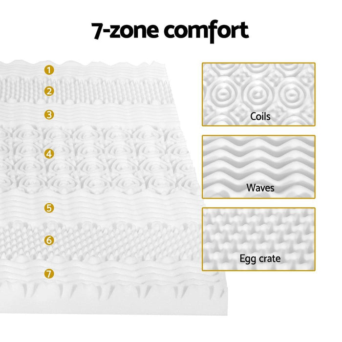 Giselle Bedding Memory Foam Mattress Topper 7-Zone Airflow Pad 8cm Double White -Home Living Store - -
