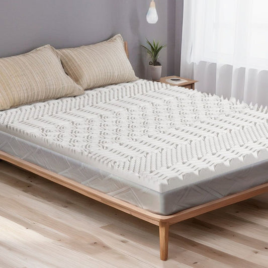 Giselle Bedding Memory Foam Mattress Topper 7-Zone Airflow Pad 8cm Queen White -Home Living Store - -