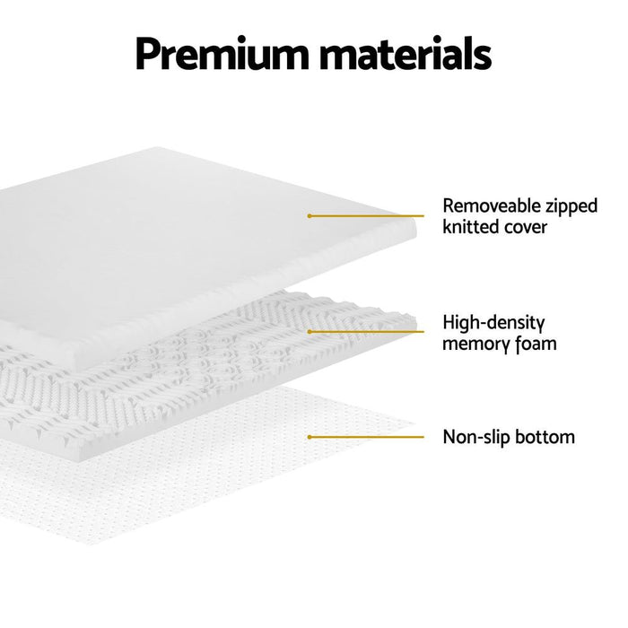 Giselle Bedding Memory Foam Mattress Topper 7-Zone Airflow Pad 8cm Queen White -Home Living Store - -