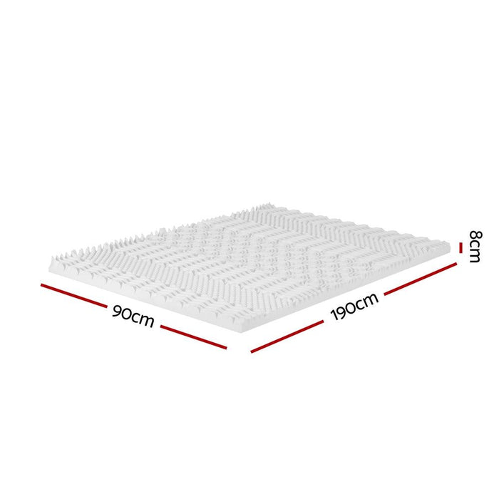 Giselle Bedding Memory Foam Mattress Topper 7-Zone Airflow Pad 8cm Single White -Home Living Store - -