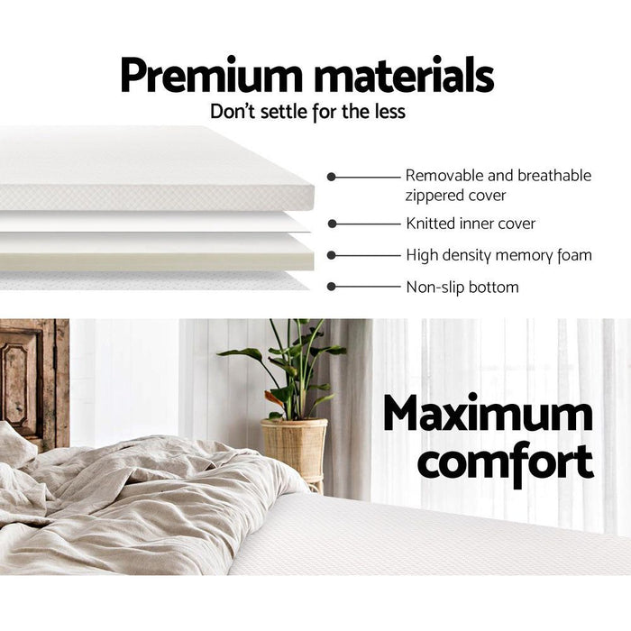 Giselle Bedding Memory Foam Mattress Topper 8cm Double -Home Living Store - -