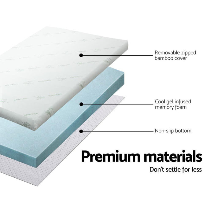 Giselle Bedding Memory Foam Mattress Topper Cool Gel 5cm Single -Home Living Store - -