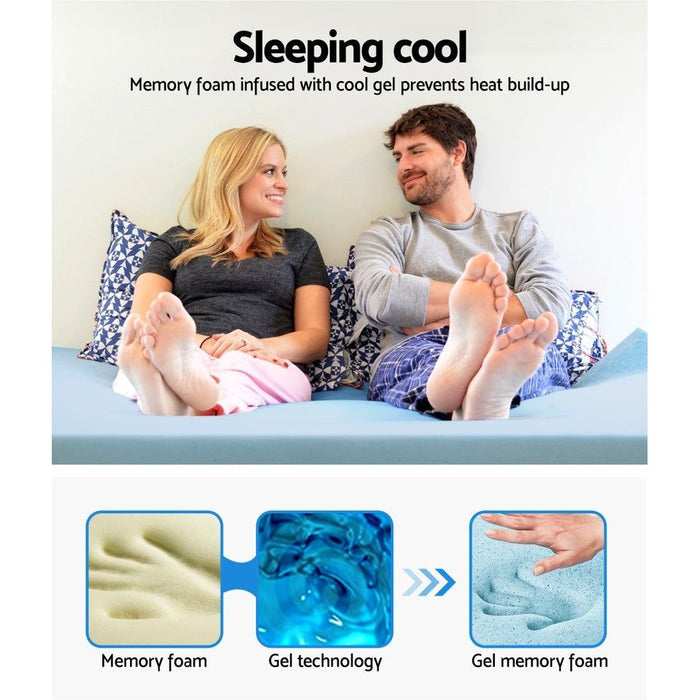 Giselle Bedding Memory Foam Mattress Topper Cool Gel 8cm Single -Home Living Store - -
