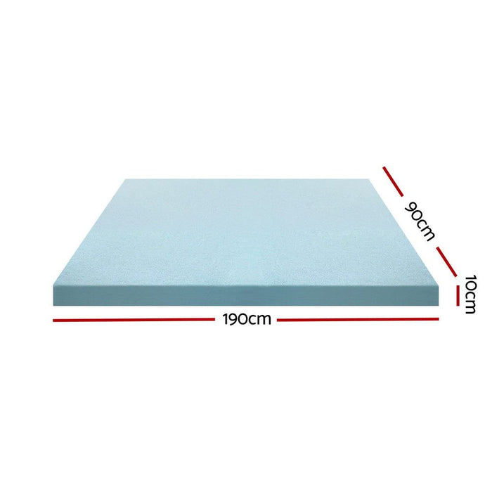 Giselle Bedding Memory Foam Mattress Topper Cool Gel Bed Mat Bamboo 10cm Single -Home Living Store - -
