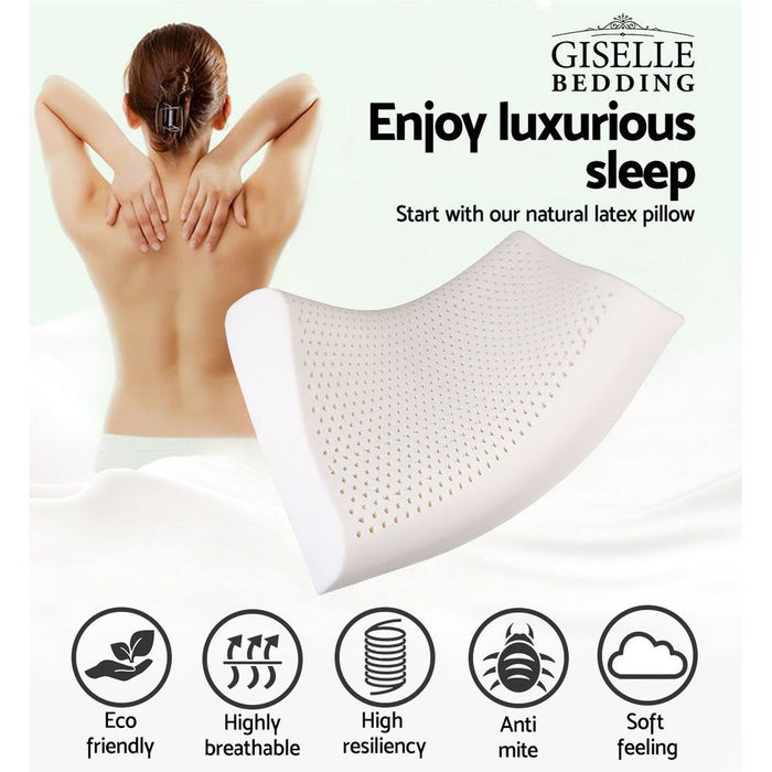 Giselle Bedding Natural Latex Pillow 2-Zone Twin Pack -Home Living Store - -