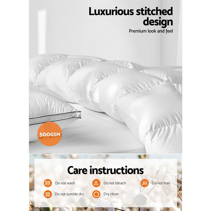 Giselle Bedding Queen Size 500GSM Goose Down Feather Quilt -Home Living Store - -