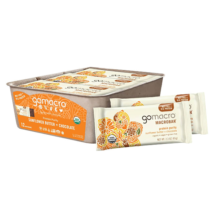 Go Macro Sunflower Butter and Chocolate Chip Protein Bar - 12 Count