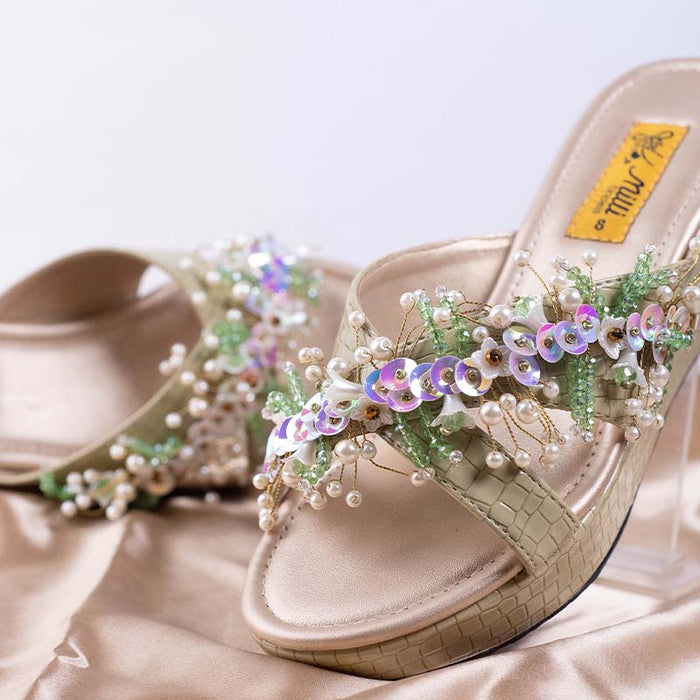 Green Wedge Heel Slipper