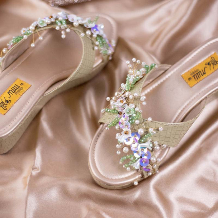 Green Wedge Heel Slipper
