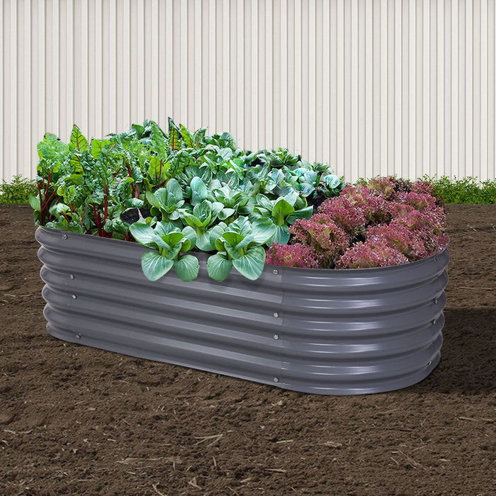 Greenfingers Garden Bed 160X80X42cm Oval Planter Box Raised Container Galvanised -Home Living Store - -