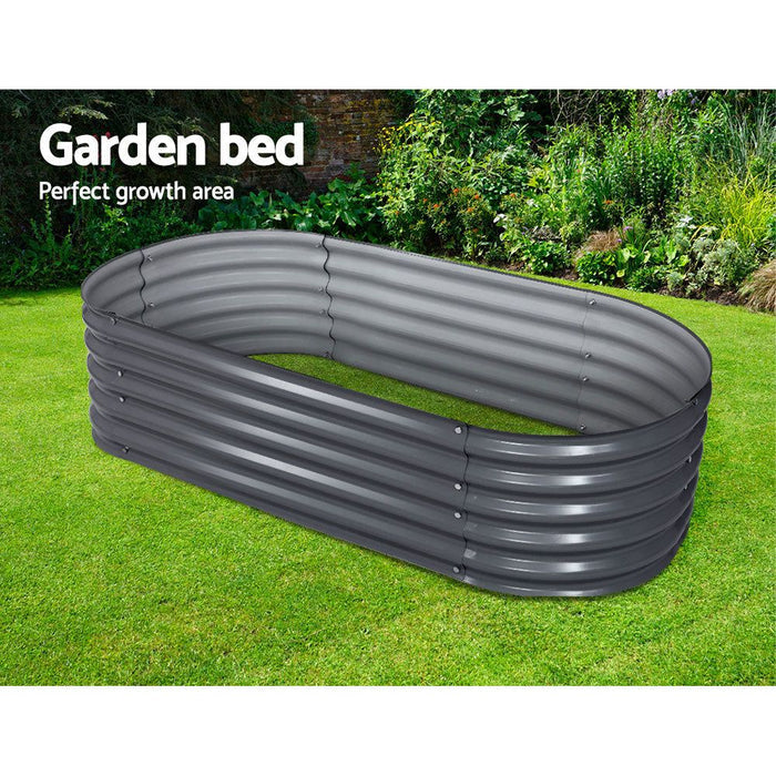 Greenfingers Garden Bed 160X80X42cm Oval Planter Box Raised Container Galvanised -Home Living Store - -