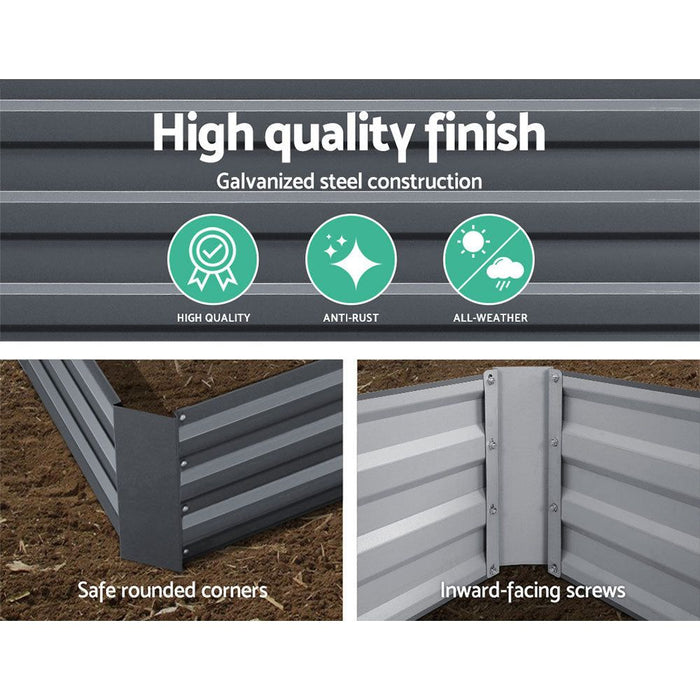 Greenfingers Garden Bed 210x90cm Planter Box Raised Container Galvanised Steel -Home Living Store - -