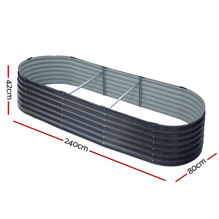 Greenfingers Garden Bed 240X80X42cm Oval Planter Box Raised Container Galvanised -Home Living Store - -