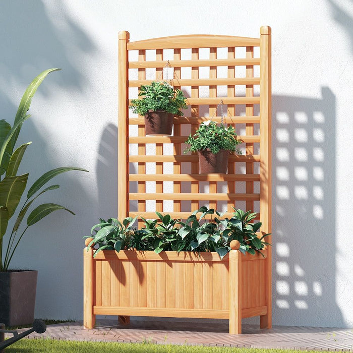 Greenfingers Garden Bed Wooden 64x35x115cm Planter Raised Box Container Trellis -Home Living Store - -