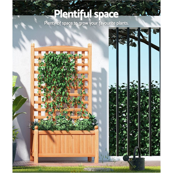 Greenfingers Garden Bed Wooden 64x35x115cm Planter Raised Box Container Trellis -Home Living Store - -