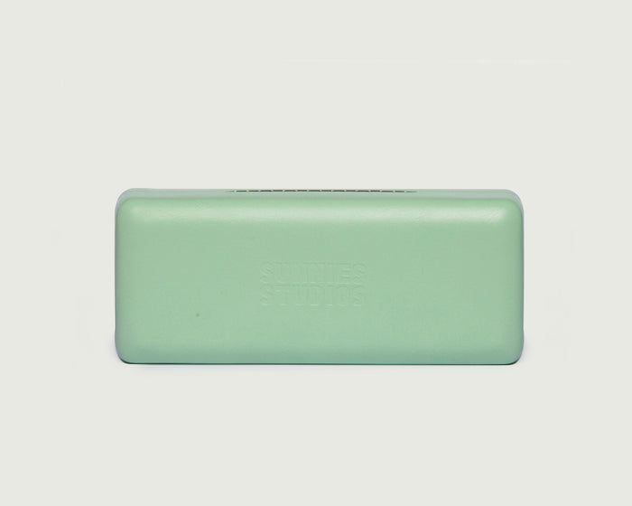 Seafoam::Hard Case Eyewear case green leather front