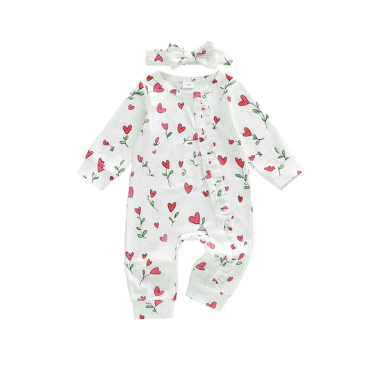 HEART FLOWERS Ruffle Jumpsuit