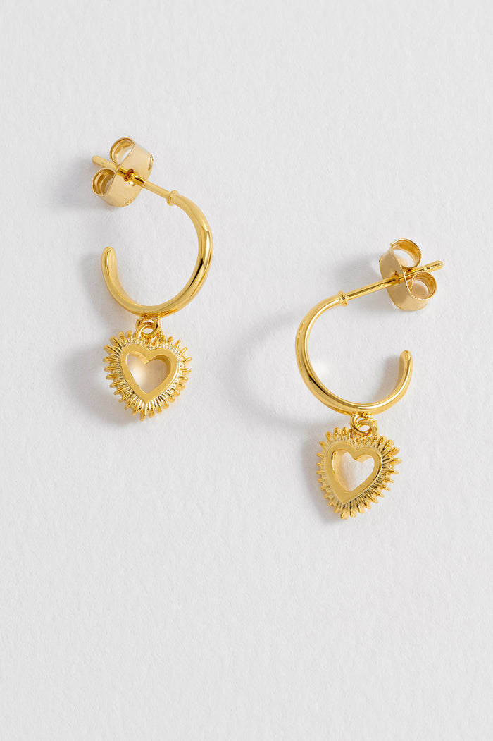 Heartburst Drop Hoop Earrings