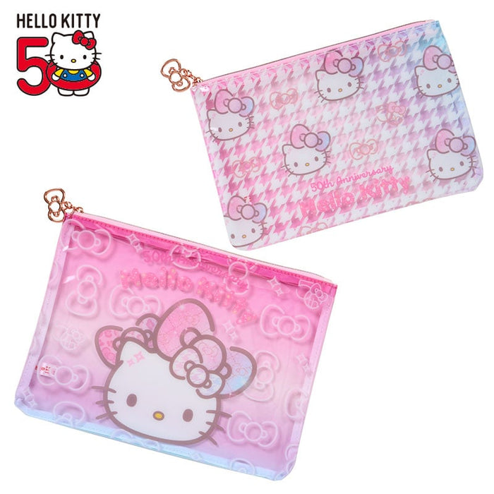 Hello Kitty 2-Piece Pouch Set 50th Anniv. (Fashionable Ribbons Series) Bags Japan Original