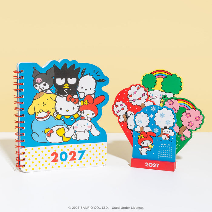 Hello Kitty and Friends 2027 Retro Mini Desk Calendar with Wood Stand Stationery Orange Circle Studio
