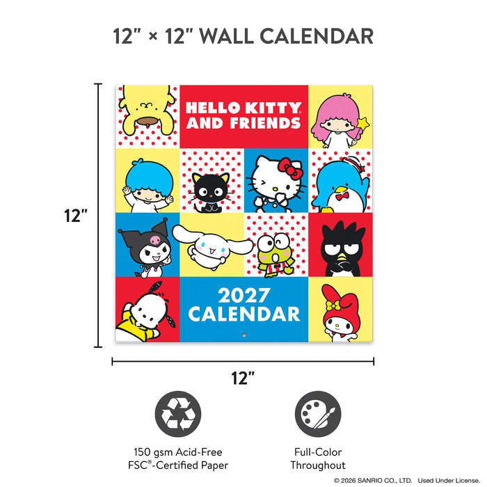 Hello Kitty and Friends 2027 Retro Wall Calendar Stationery Orange Circle Studio