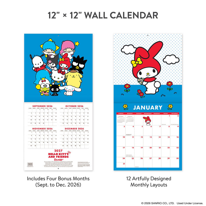 Hello Kitty and Friends 2027 Retro Wall Calendar Stationery Orange Circle Studio