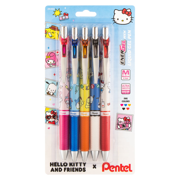Hello Kitty and Friends x Pentel EnerGel RTX Liquid Gel Pen (Mix 2 - 5-Pk) Stationery Pentel Of America Ltd