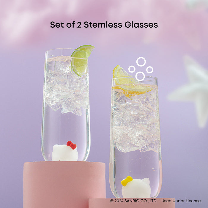 Hello Kitty and Mimmy 3D Icon Tall Drinking Glasses (Set of 2) Home Goods JoyJolt