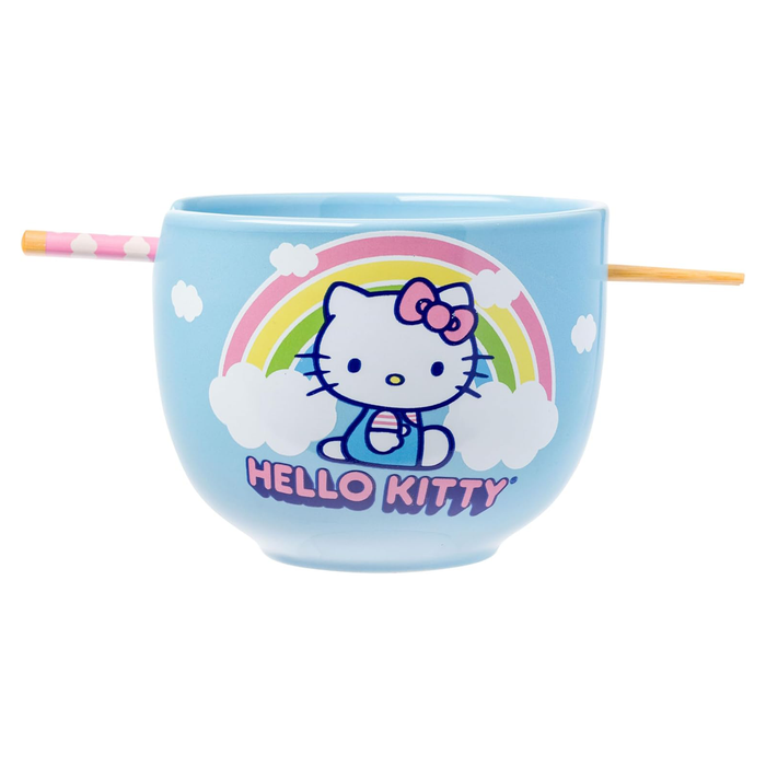 Hello Kitty Ceramic Ramen Bowl and Chopstick Set (Rainbow) Home Goods Silver Buffalo
