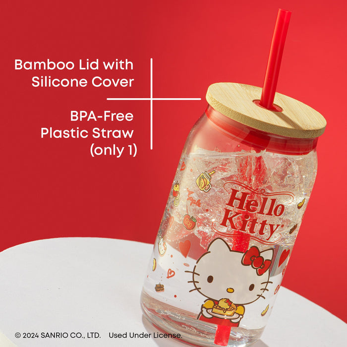Hello Kitty Favorite Flavor Lidded Glass Tumbler Home Goods JoyJolt