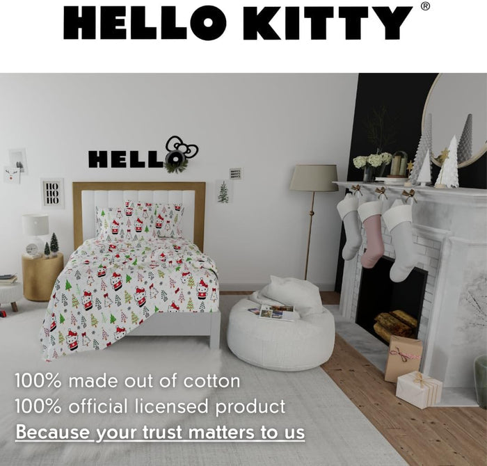 Hello Kitty Holiday Cotton Flannel Sheet Set Home Goods Franco Manufacturing Co Inc