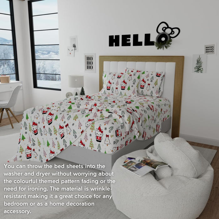 Hello Kitty Holiday Cotton Flannel Sheet Set Home Goods Franco Manufacturing Co Inc