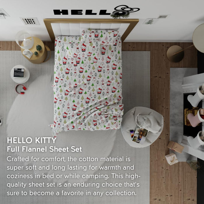 Hello Kitty Holiday Cotton Flannel Sheet Set Home Goods Franco Manufacturing Co Inc