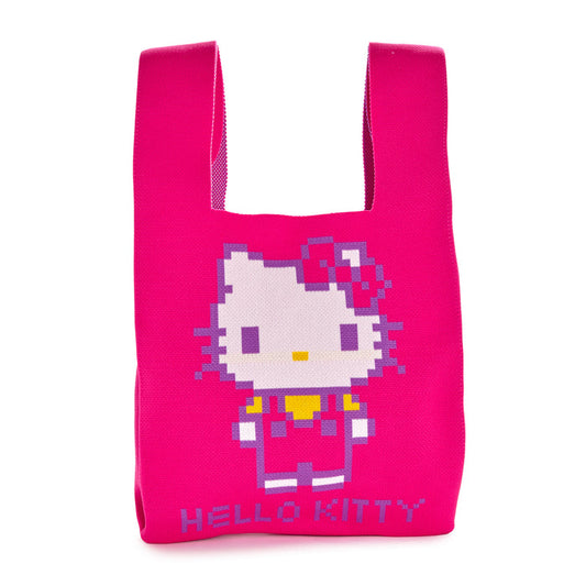 Hello Kitty Pink Knit Shopper Bag (Retro Pixel Series) Bags NAKAJIMA CORPORATION