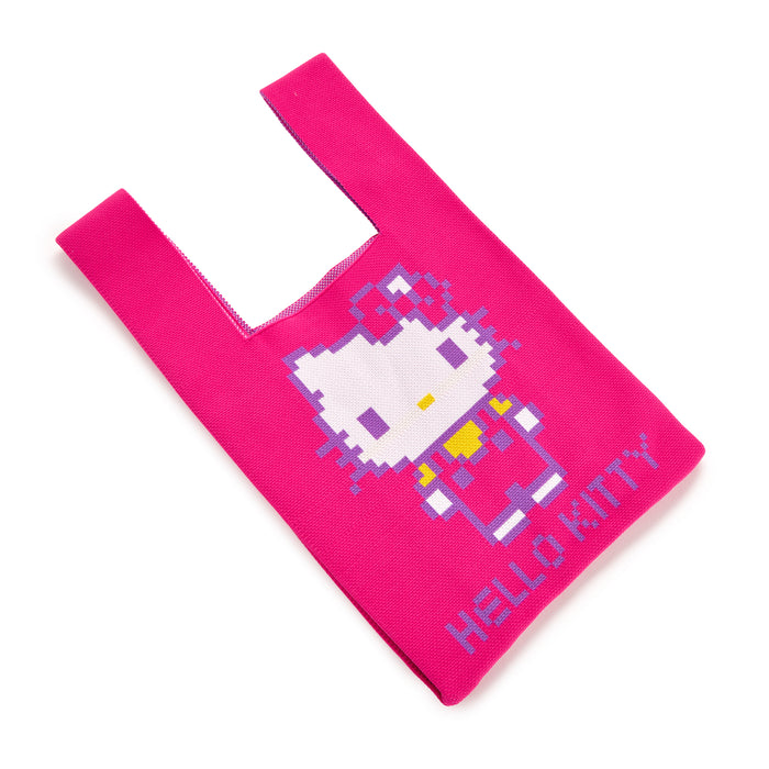 Hello Kitty Pink Knit Shopper Bag (Retro Pixel Series) Bags NAKAJIMA CORPORATION