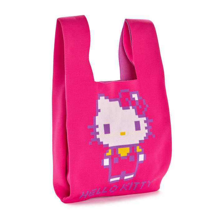 Hello Kitty Pink Knit Shopper Bag (Retro Pixel Series) Bags NAKAJIMA CORPORATION