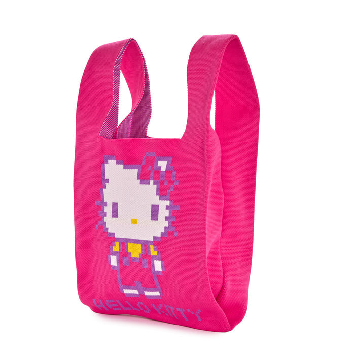 Hello Kitty Pink Knit Shopper Bag (Retro Pixel Series) Bags NAKAJIMA CORPORATION