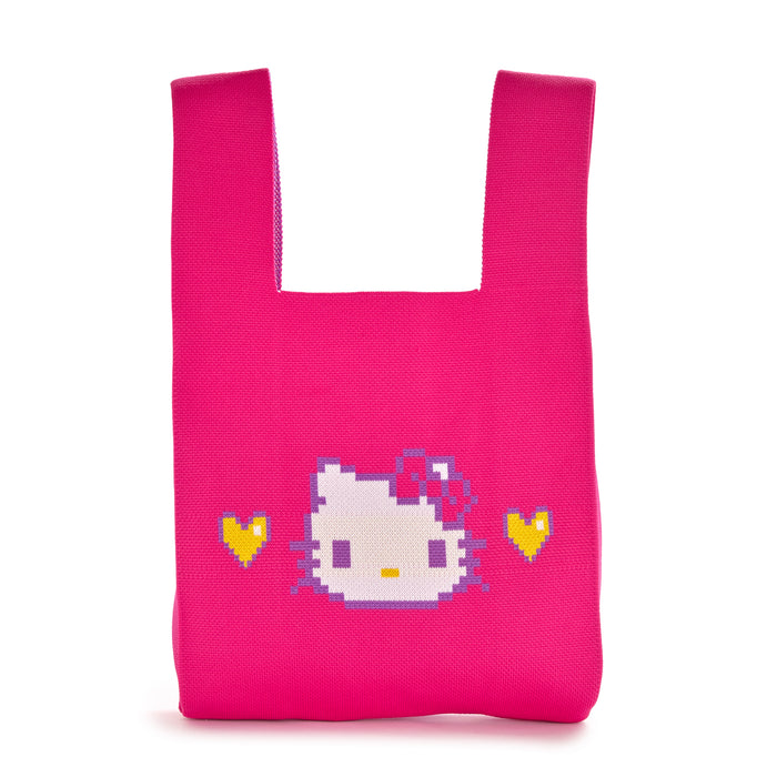 Hello Kitty Pink Knit Shopper Bag (Retro Pixel Series) Bags NAKAJIMA CORPORATION