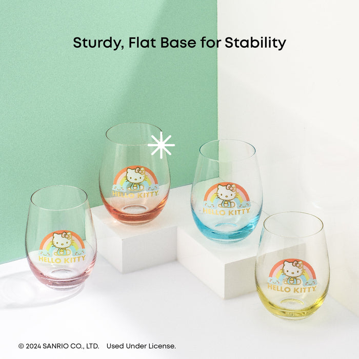 Hello Kitty Sweet Rainbow Stemless Glasses (Set of 4) Home Goods JoyJolt