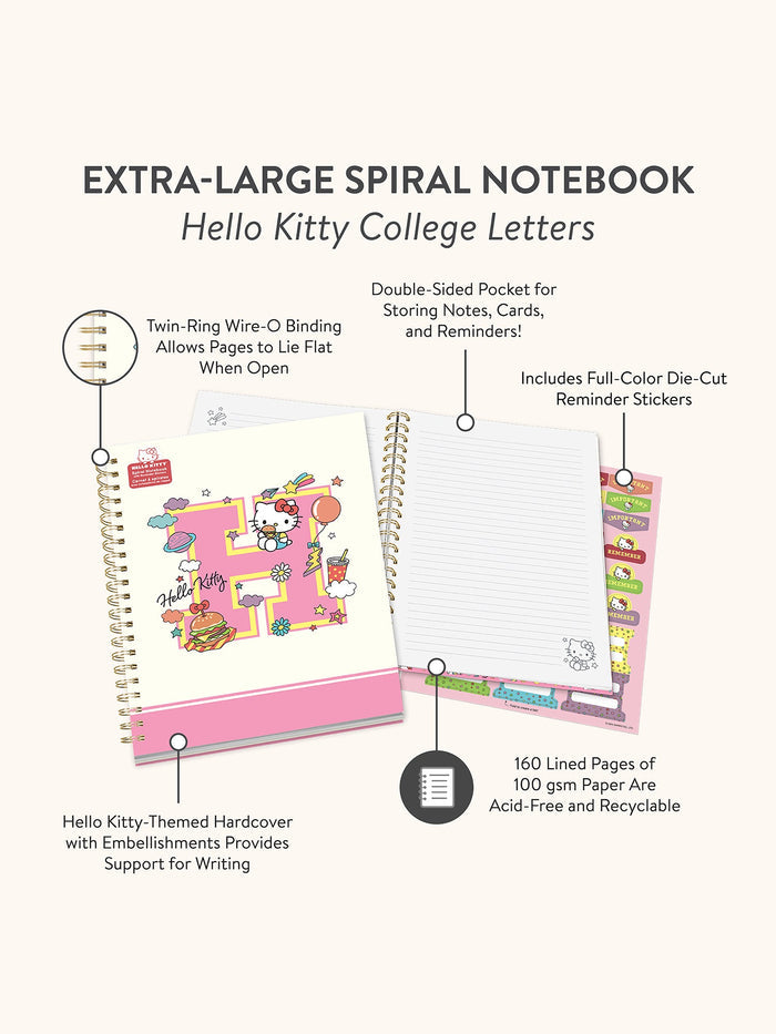 Hello Kitty x Studio Oh! College Letters Extra-Large Spiral Notebook Stationery Studio Oh!