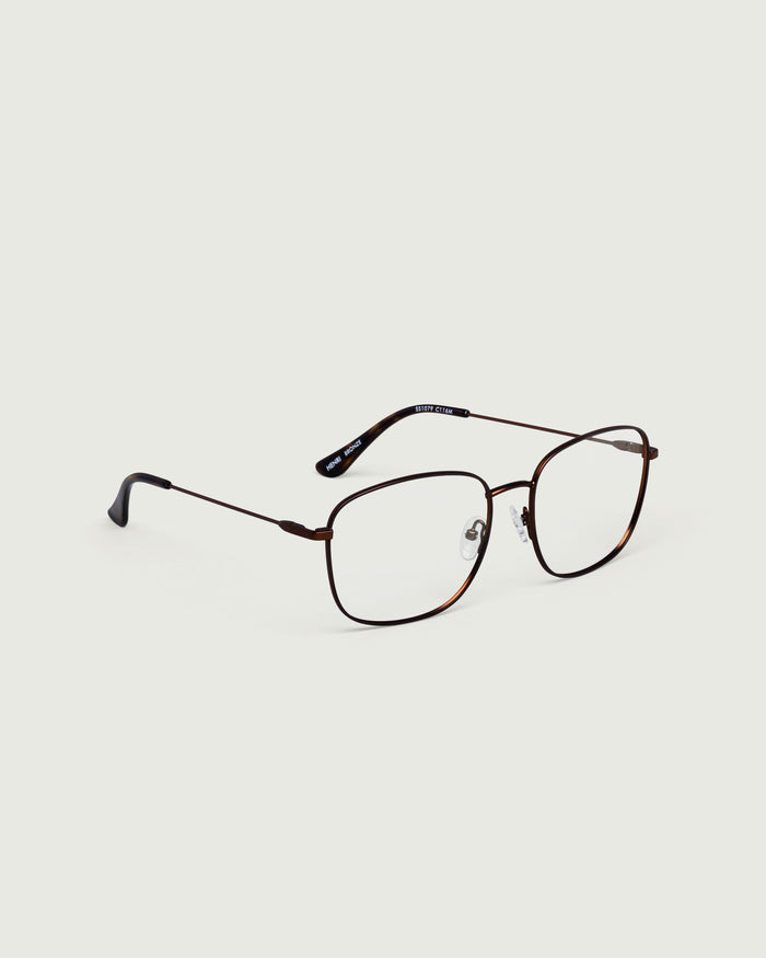 Bronze::Henri Eyeglasses square brown metal front diagonal