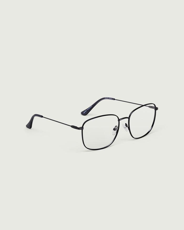 Charcoal::Henri Eyeglasses square black metal front diagonal