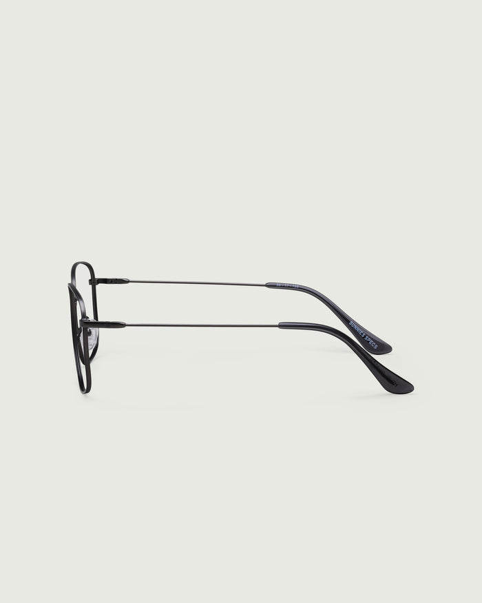 Charcoal::Henri Eyeglasses square black metal side