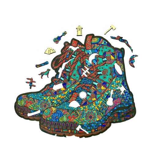 Hiking Boots Wood Puzzle Games & Books GSI