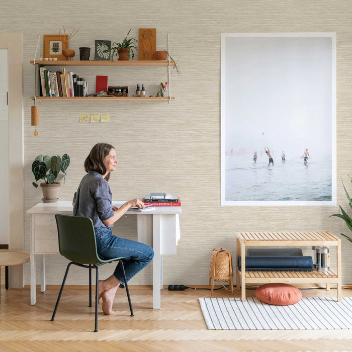 Horizontal Faux Grasscloth Peel and Stick Wallpaper
