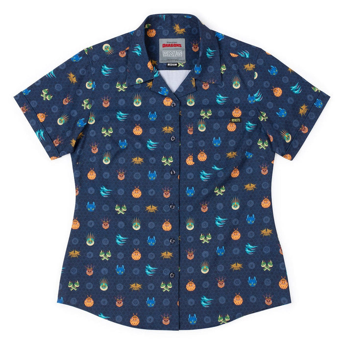 RSVLTS XS How to Train Your Dragon Women's Short Sleeve Shirt How to Train Your Dragon "Fiery Faces" – Women's KUNUFLEX Short Sleeve Shirt How to Train Your Dragon "Fiery Faces" – Women's KUNUFLEX Short Sleeve Shirt