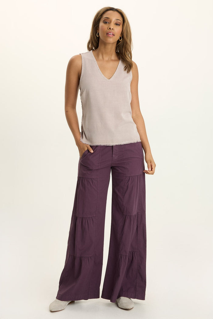Wearables Ileana Cinched Soft Twill V-Neck Tank