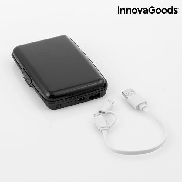 InnovaGoods 1800mAh Security & Power Bank Wallet - Black | 117681 (7542236643516)